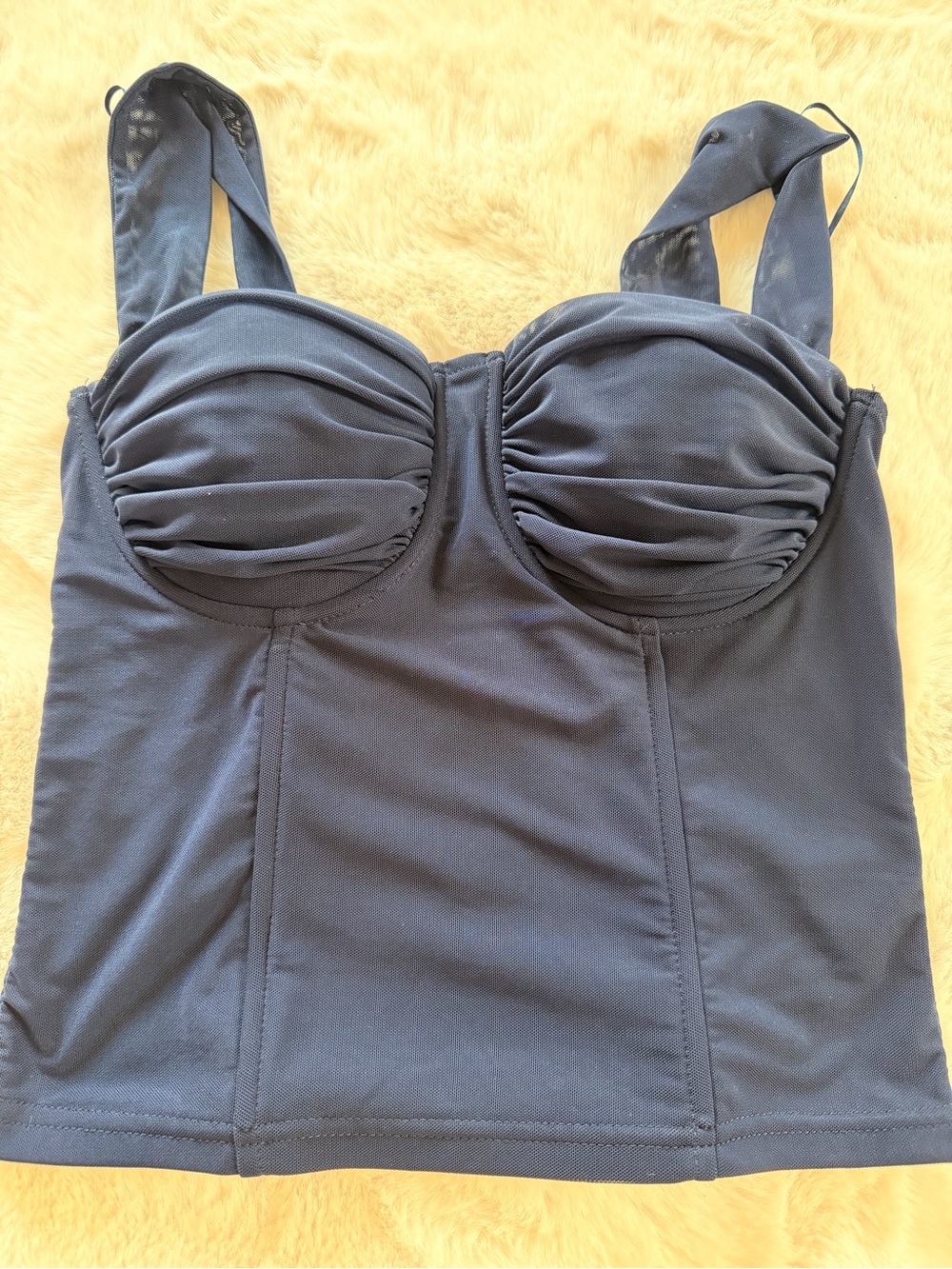 Navy Ruched Bandeau Bustier Top - Women's Supportive Camisole